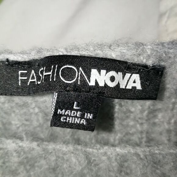 FASHION NOVA Grey & Turquoise Stripes Chunky Knit Cropped Sweater Large - Picture 11 of 13